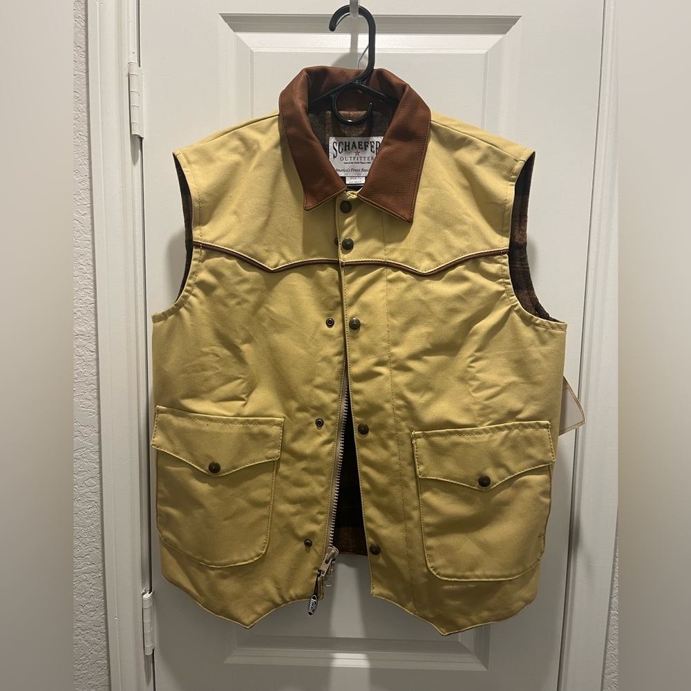 Men’s canvas western vest. Made in TX. Schaefer.